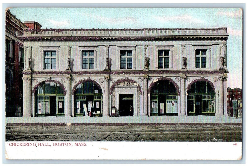 c1905 View Of Chickering Hall Building Boston Massachusetts MA Glitter Postcard