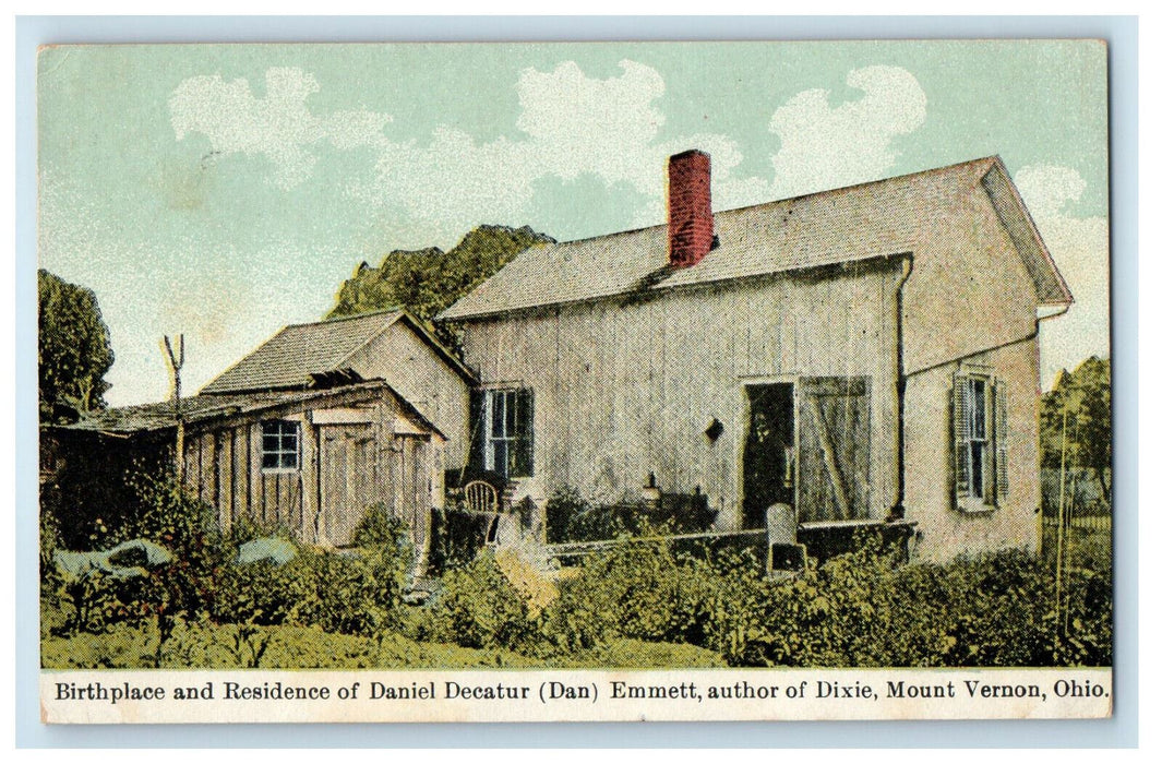 c1910 Birthplace and Residence of Daniel Decatur(Dan) Mount Vermont OH Postcard