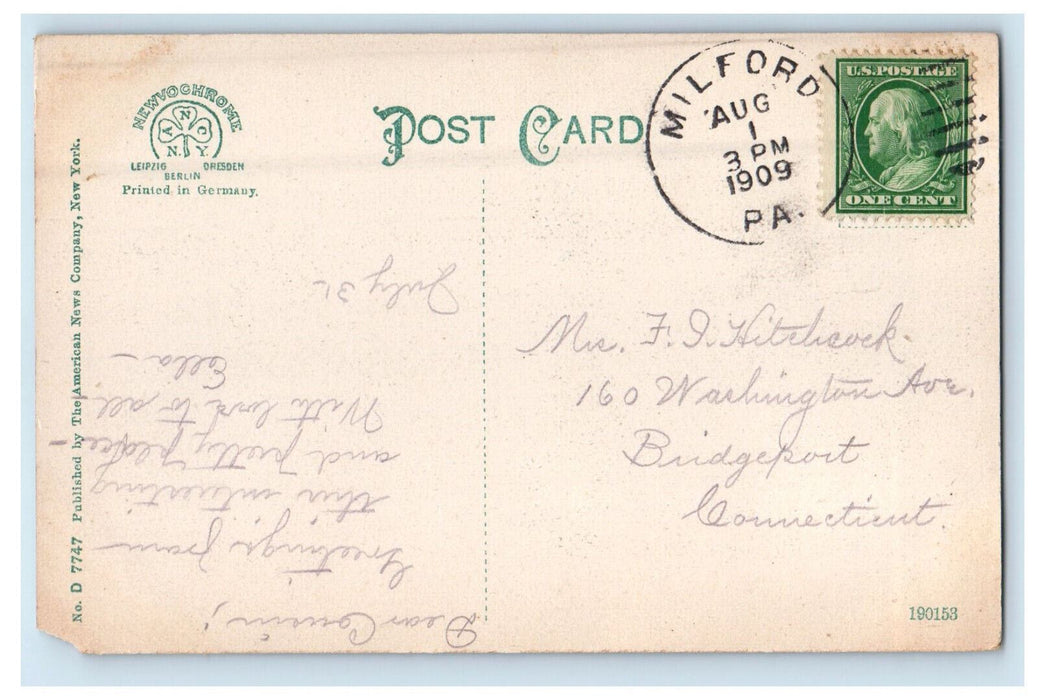 1909 The Cliff and Road Millford Pennsylvania PA Antique Posted Postcard