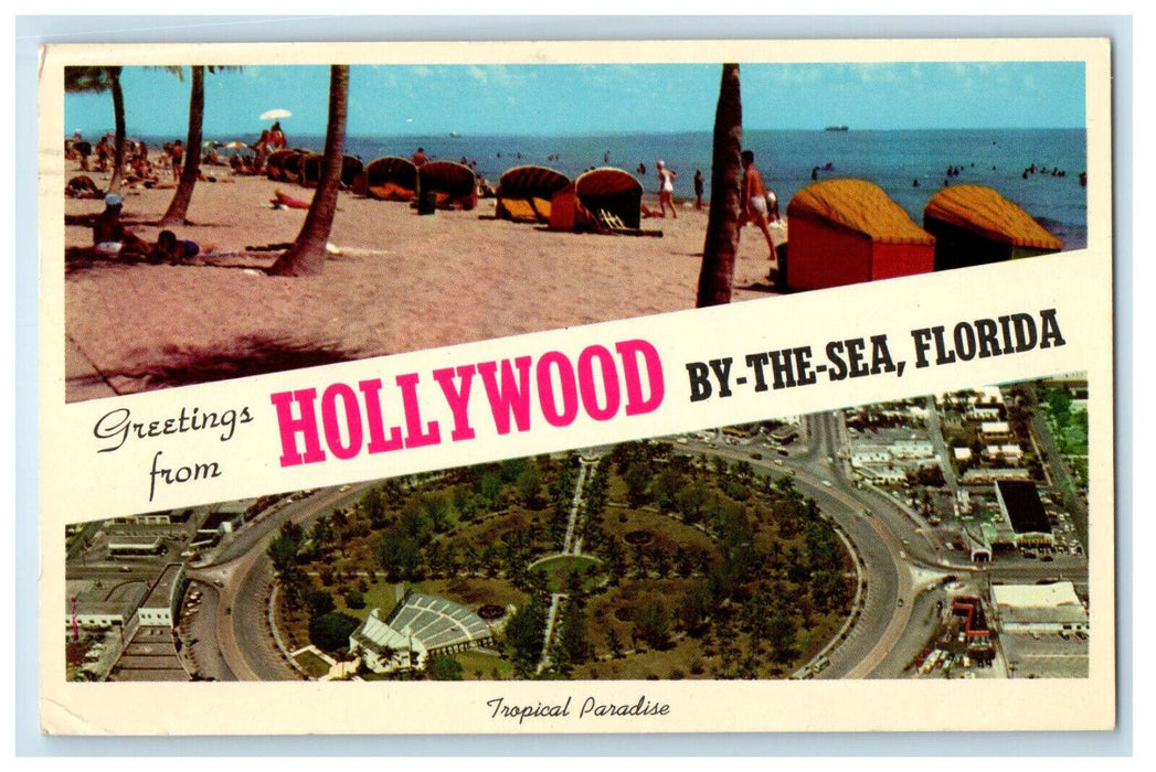 1964 Tropical Paradise, Greetings from Hollywood By-The-Sea FL Postcard