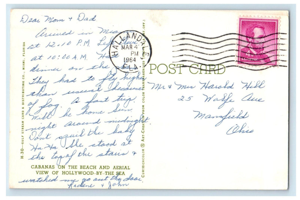 1964 Tropical Paradise, Greetings from Hollywood By-The-Sea FL Postcard