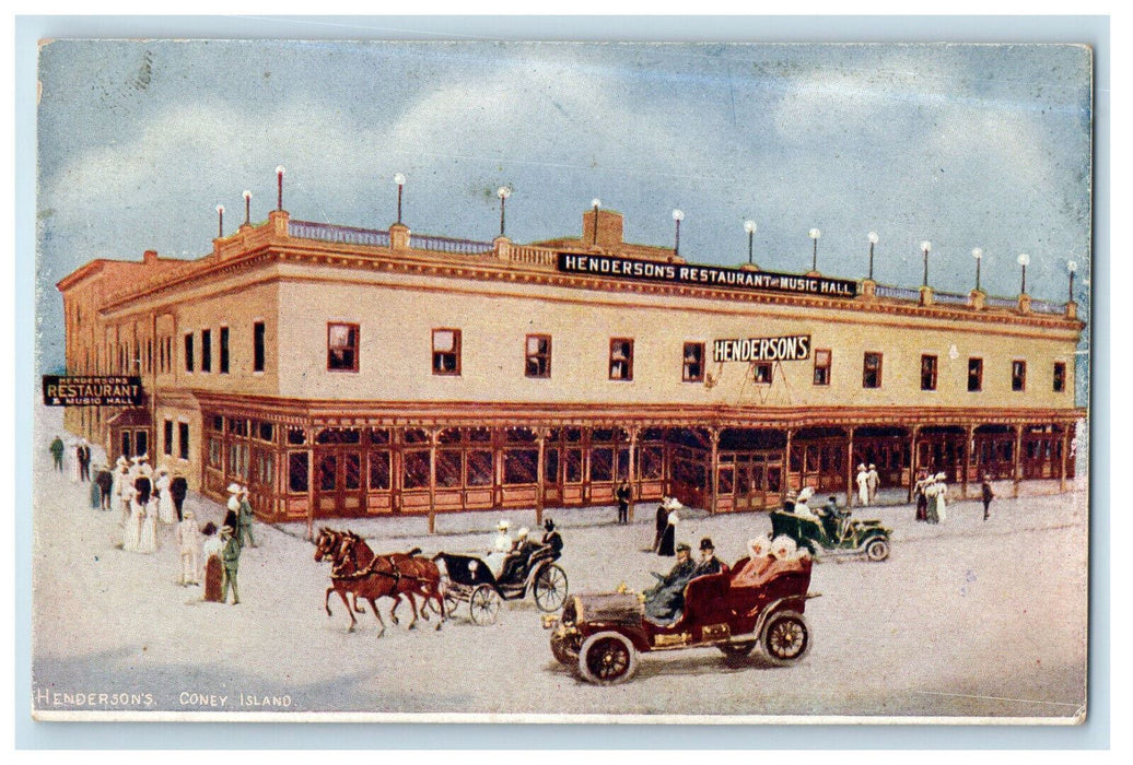 c1910 Henderson's Restaurant and Music Hall, Coney Island Brooklyn NY Postcard