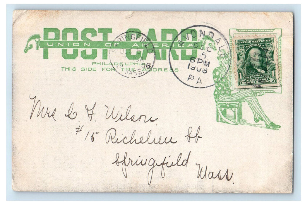 1906 Girard College, Philadelphia PA Avondale PA Posted Antique Postcard