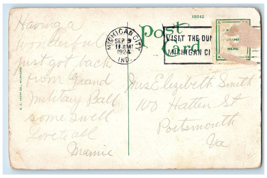 1924 The Citizens Bank, Michigan City Indiana IN Vintage Posted Postcard