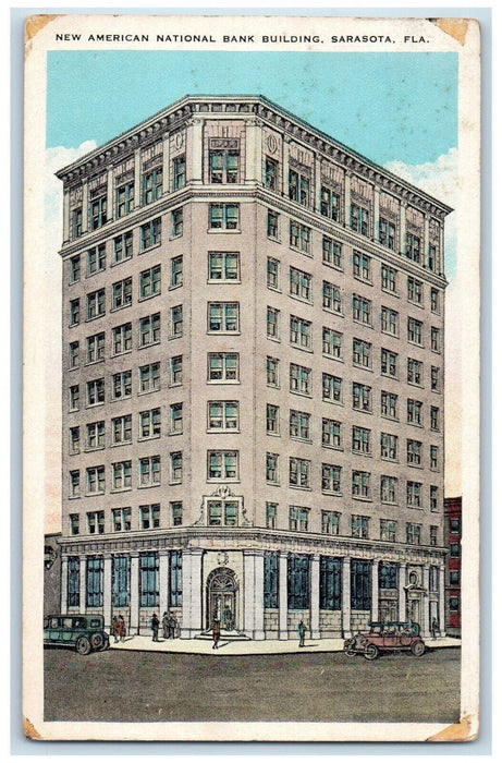 c1920's American National Bank Building Sarasota Florida FL Unposted Postcard