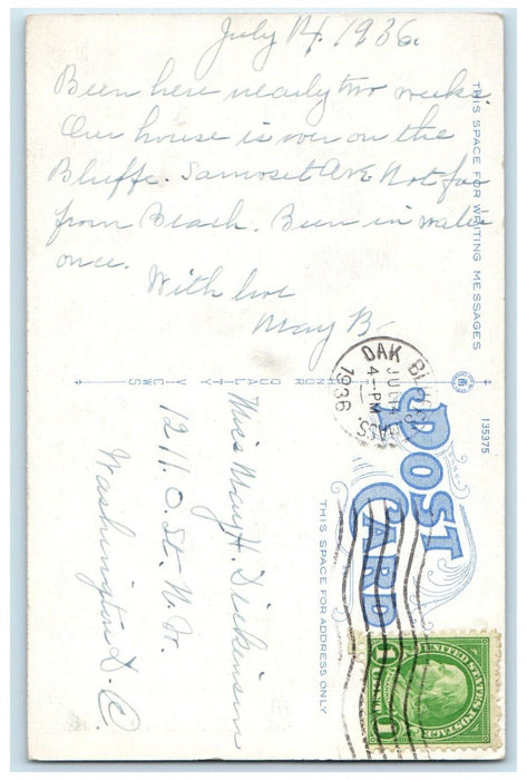 1936 Gay Head Light Marthas Vineyard Massachusetts MA Posted Vintage Postcard