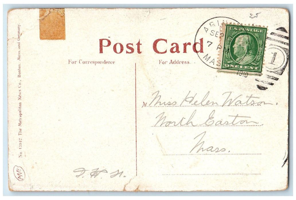 1910 Savings Bank Block Abington Massachusetts MA Antique Posted Postcard