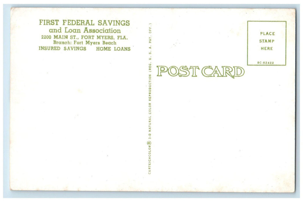 c1960's First Federal Savings & Loan Association Fort Myers Florida FL Postcard