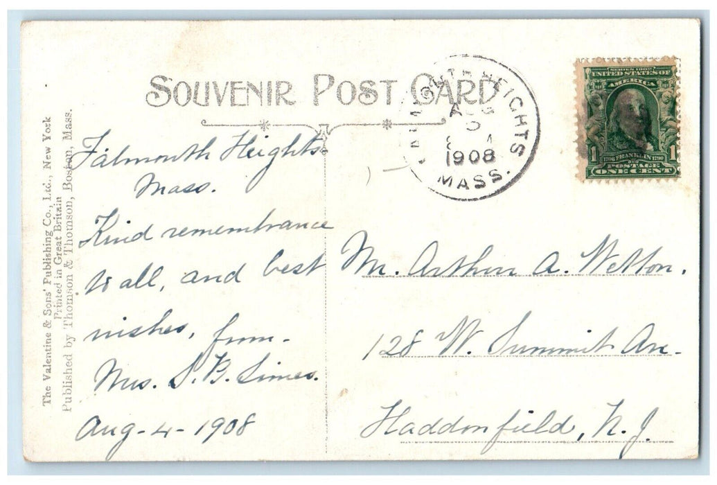1908 St. Barnabas Church Falmouth Massachusetts MA Posted Antique Postcard