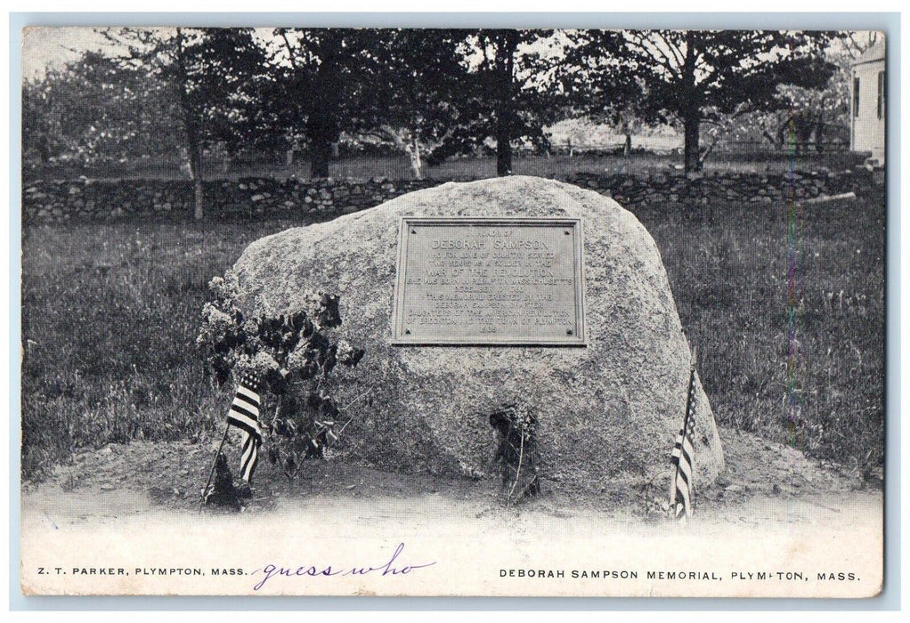 1907 Deborah Sampson Memorial Plympton Massachusetts MA Posted Antique Postcard