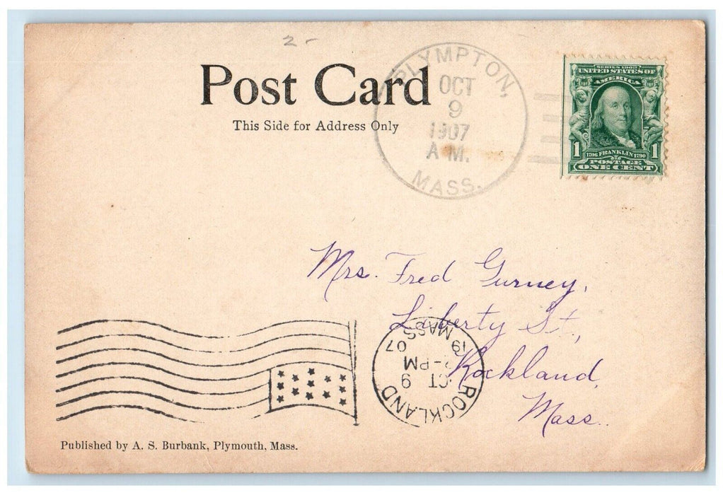 1907 Deborah Sampson Memorial Plympton Massachusetts MA Posted Antique Postcard
