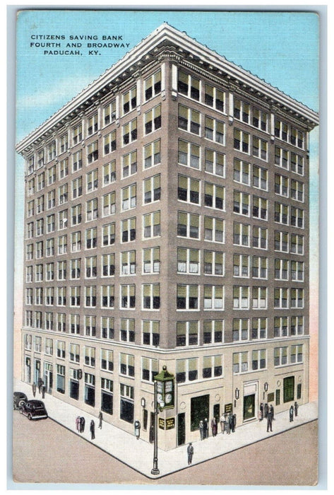 c1950's Citizens Savings Bank Fourth and Broadway Paducah Kentucky KY Postcard