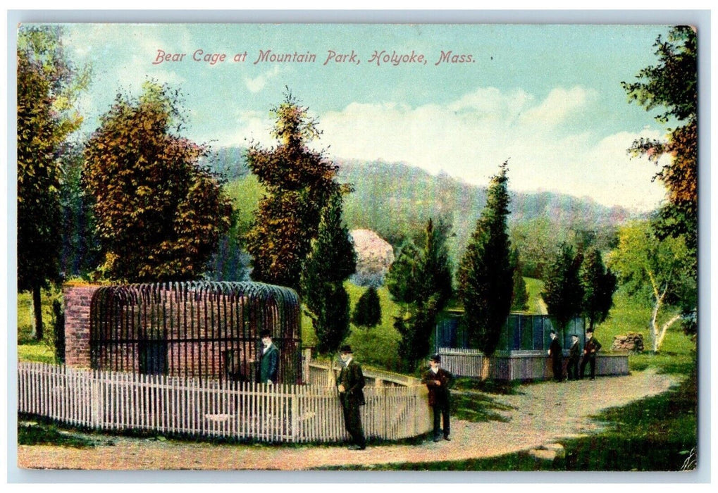 c1910's Bear Cage At Mountain Park Holyoke Massachusetts MA Antique Postcard
