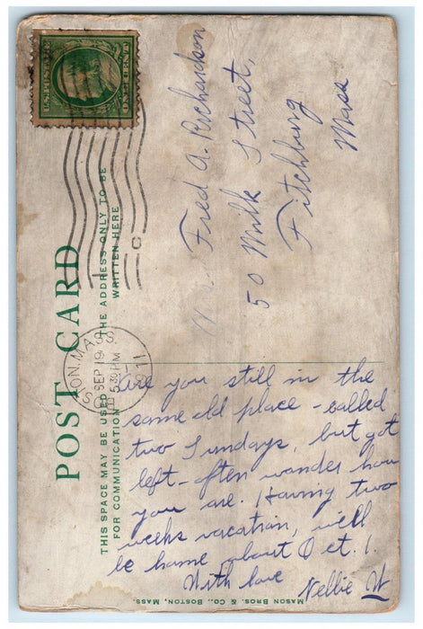 1911 Boston Massachusetts MA, Scene In The Public Garden Fountain Postcard