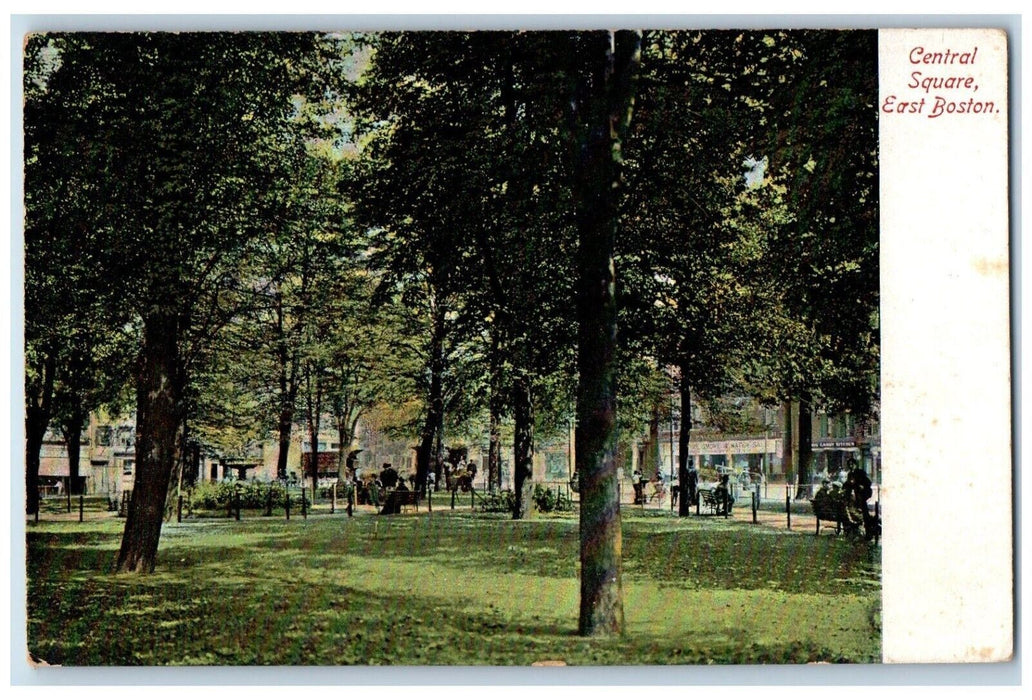 c1905 Central Square Trees East Boston Massachusetts MA Posted Antique Postcard