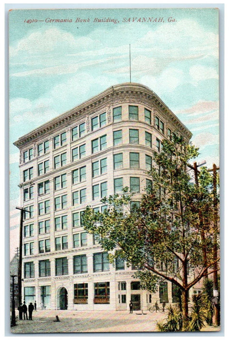 c1910 Germania Bank Building, Savannah Georgia GA Antique Unposted Postcard
