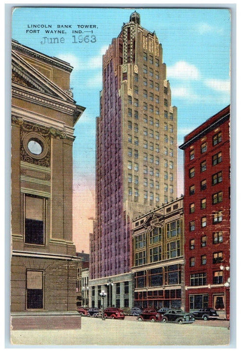 1963 Lincoln National Bank & Trust Company Tower Fort Wayne Indiana IN Postcard