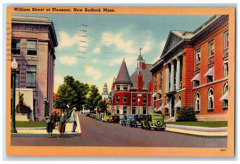 1942 William Street At Pleasant Cars New Bedford Massachusetts MA Postcard