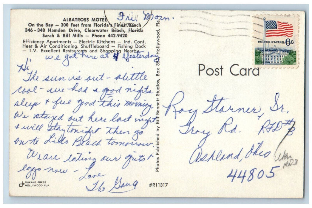 c1950s Albatross Motel, On The Bay, Clearwater Beach Florida FL Postcard