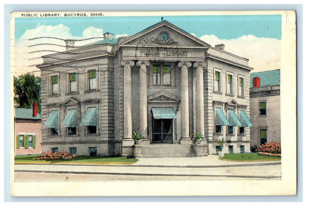 1944 Public Library Bucyrus Ohio OH Vintage Posted A Jolly & Co. Postcard