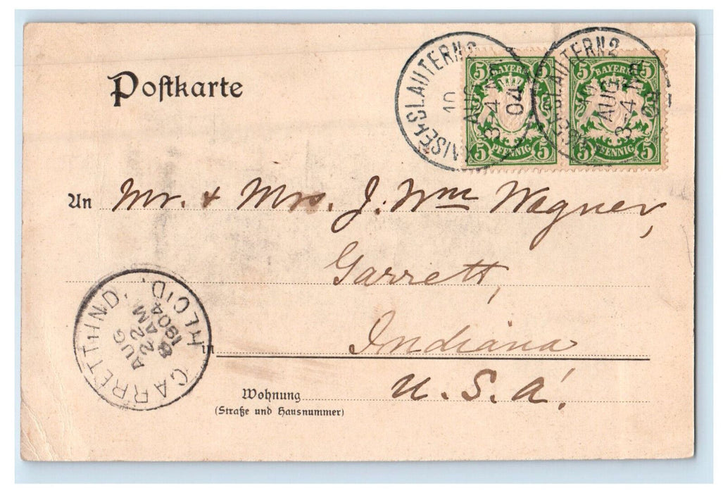 1904 Gruss Aus Otterberg Verbandsgemeinde Germany Garrett IN Postcard