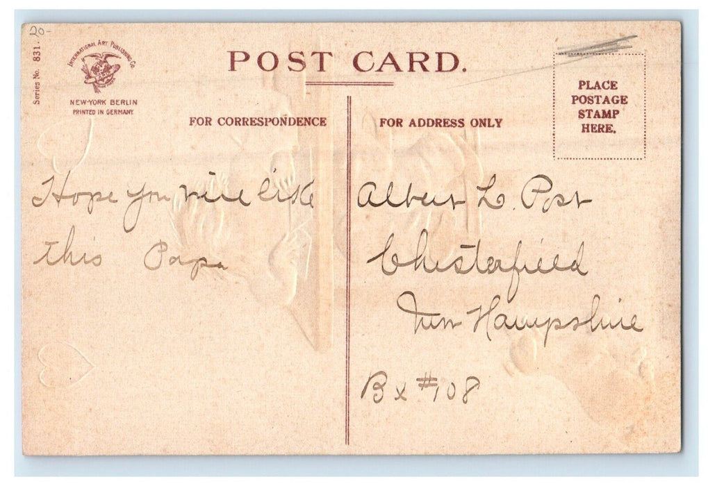 c1910's Valentine Boy Writing Letter Table Cute Dog Ellen Clapsaddle Postcard