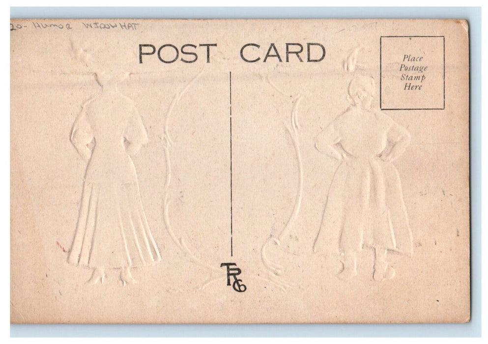 c1910's Two Girls Humor Widow Hat Embossed Unposted Antique Postcard
