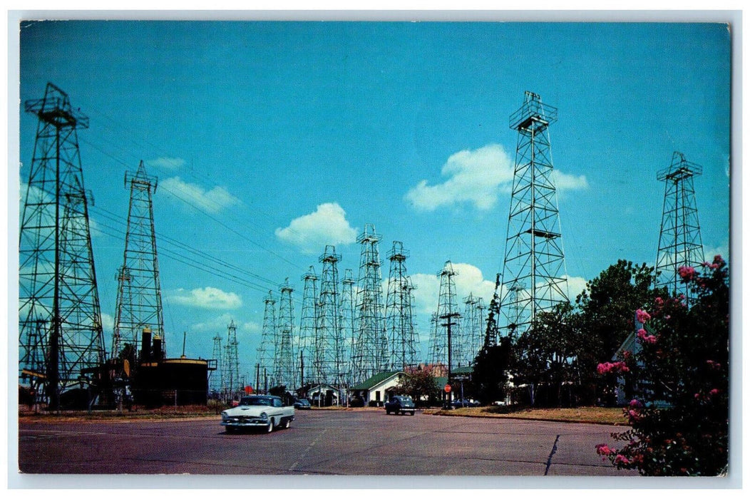 1964 Oil Well Derricks Near Longview Texas TX Vintage Posted Postcard