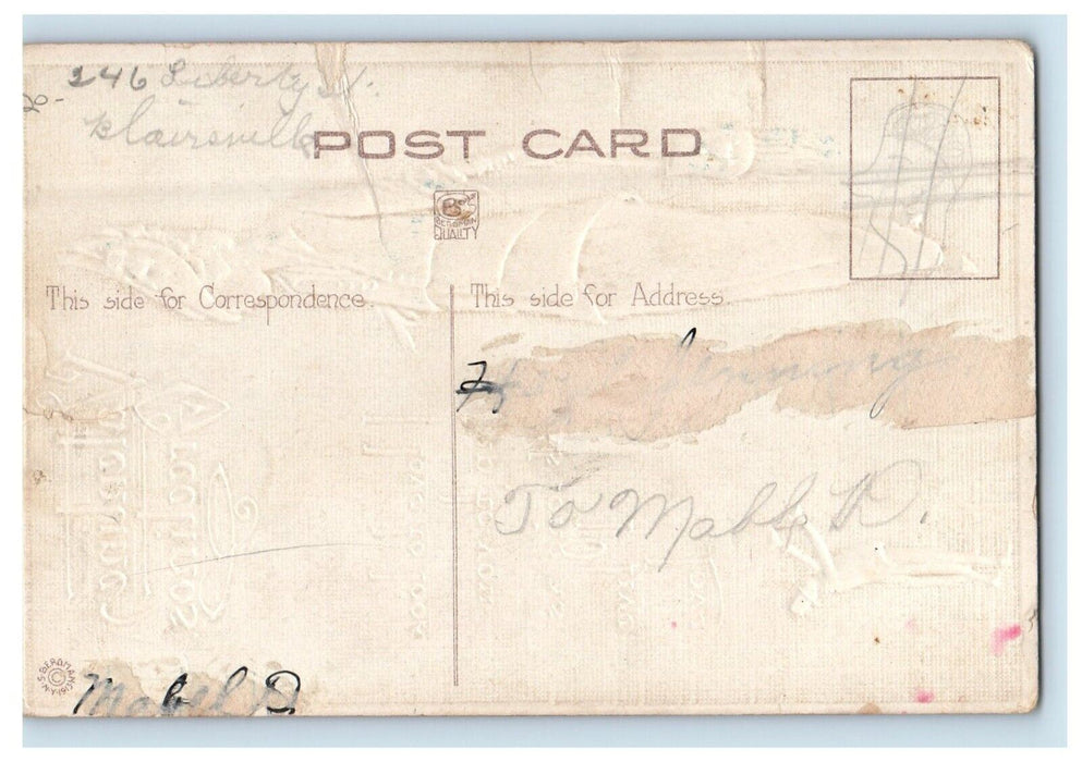 c1910's Valentine Greetings Tall Girl Magician Embossed Antique Postcard
