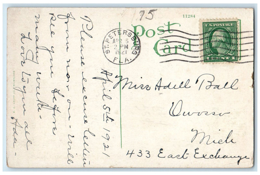 1921 First Avenue Methodist Church, St. Petersburg Florida FL Postcard