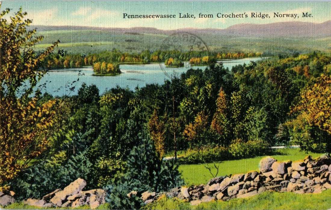 1951 Pennesseewassee Lake from Crochet's Ridge, Norway Maine ME Posted Postcard