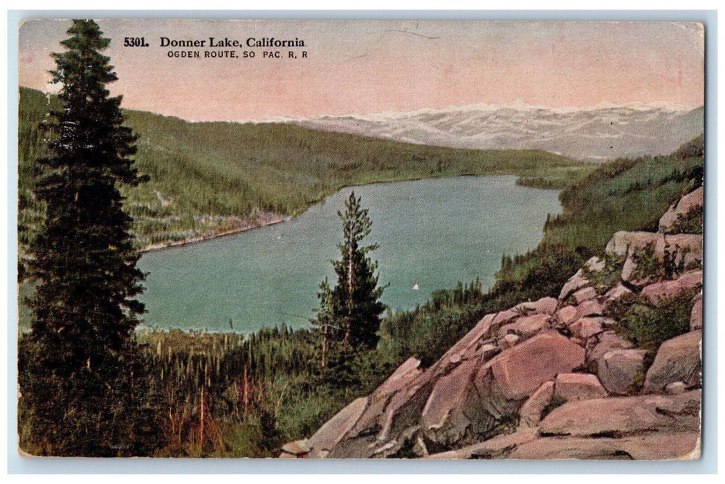 c1910 Ogden Route, South Pacific Railroad Donner Lake California CA Postcard