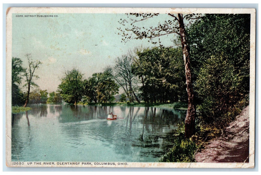 1956 Up The River, Olentangy Park, Columbus Ohio OH Antique Phostint Postcard