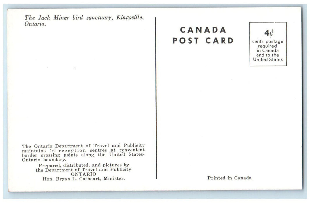 c1950s The Jack Miner Bird Sanctuary Kingsville Ontario Canada Unposted Postcard