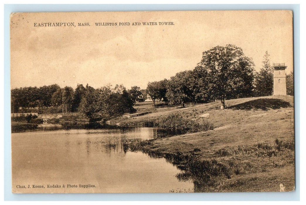 1912 Williston Pond and Water Tower, Easthampton, Massachusetts MA Tuck Postcard