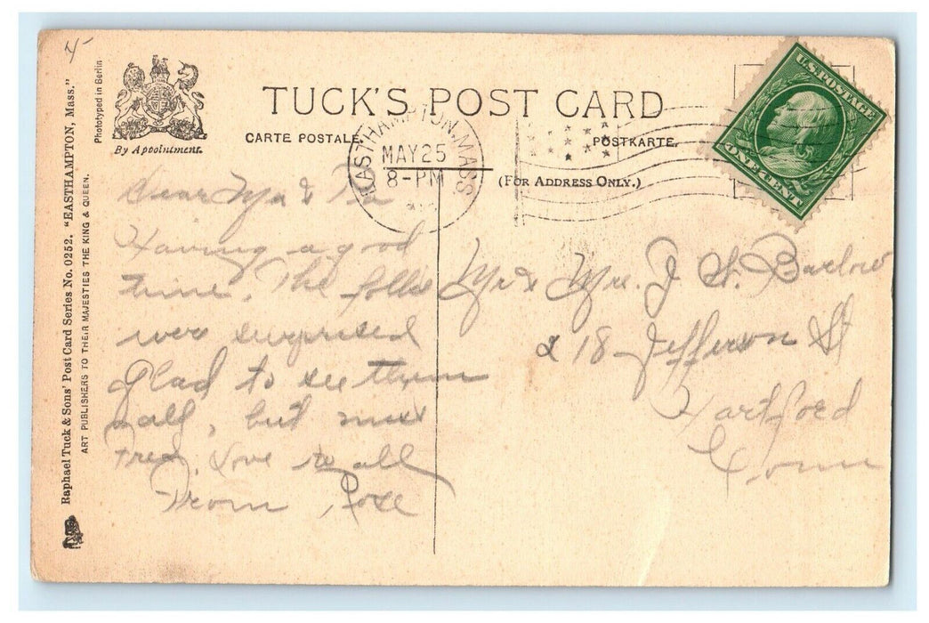 1912 Williston Pond and Water Tower, Easthampton, Massachusetts MA Tuck Postcard