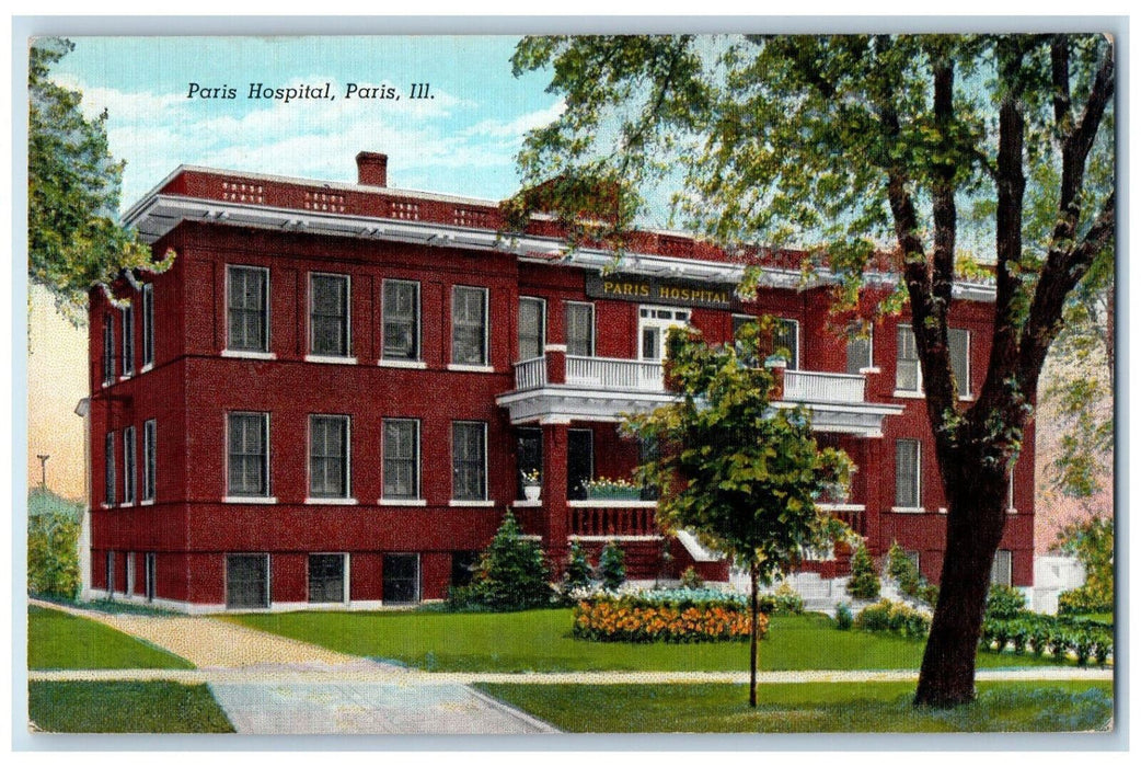 c1940s Paris Hospital Paris Illinois IL Vintage Unposted Postcard