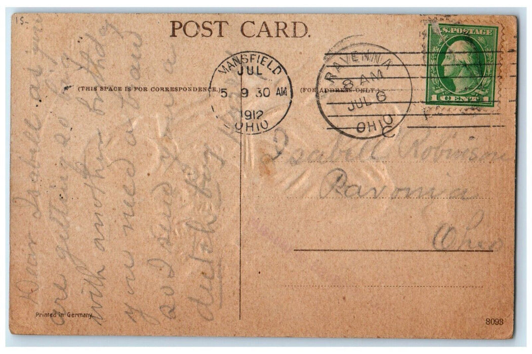 1912 Birthday Greetings Dutch Boy With Flowers And Letter Present Postcard