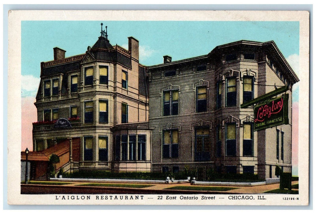c1950s L'aiglon Restaurant, Ontario Street Chicago Illinois IL Vintage Postcard
