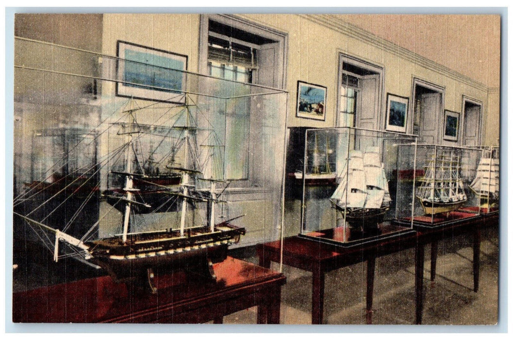 c1940s Ship Models Roosevelt Library in Hyde Park New York NY Postcard