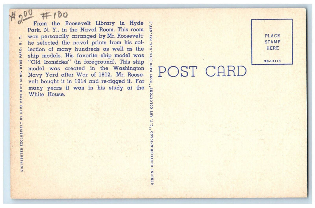 c1940s Ship Models Roosevelt Library in Hyde Park New York NY Postcard