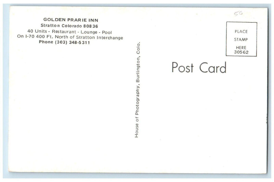 Golden Prarie Inn Restaurant Cars Stratton Colorado CO, Dual View Postcard