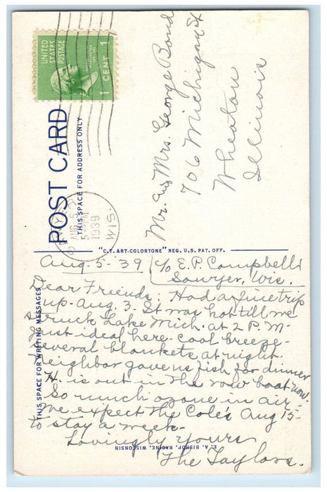 1939 Bridle Path on the Minnehaha Trail, Peninsula State Park, WI Postcard