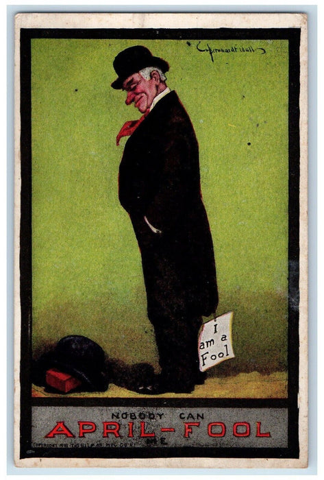 c1910's Old Man Big Nose I am A Fool April Fool Wall Unposted Antique Postcard