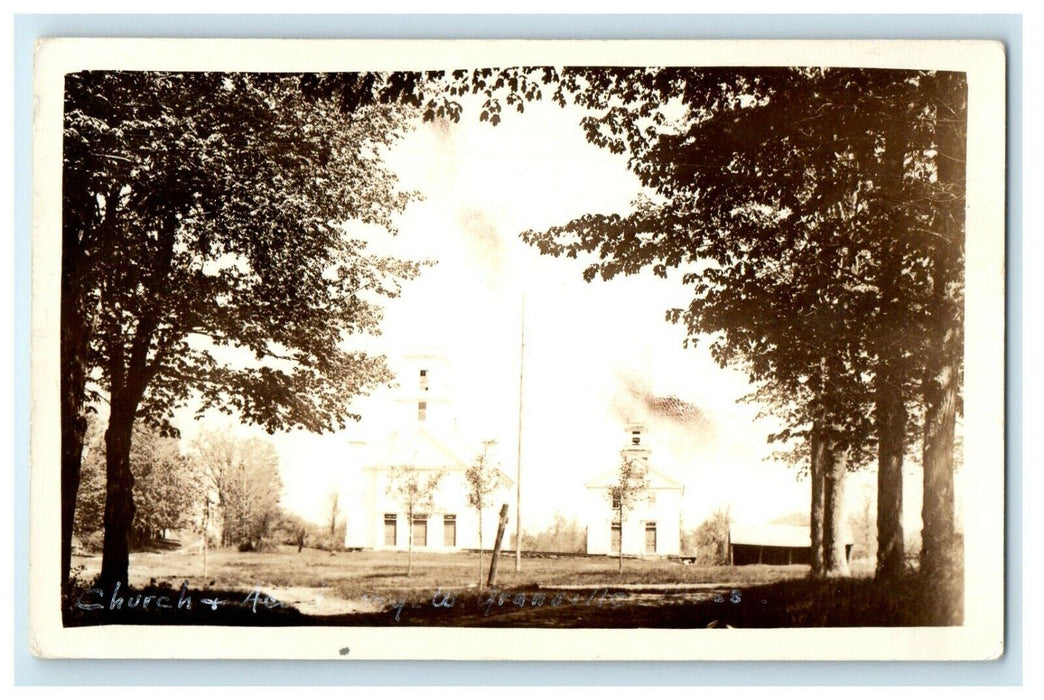 c1910's Church And Academy West Granville Massachusetts RPPC Photo Postcard