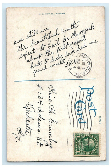 1914 The View Of Hemming Park Jacksonville Florida FL Posted Antique Postcard