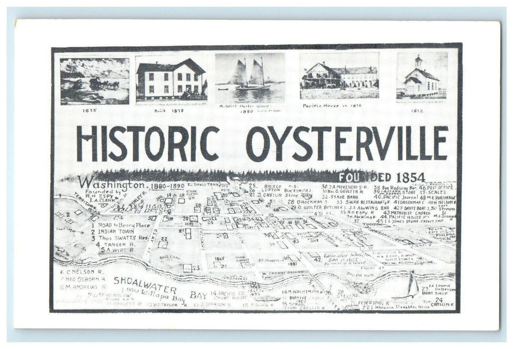 Historic Oysterville Long Beach Peninsula Pacific Co. Washington WA Postcard