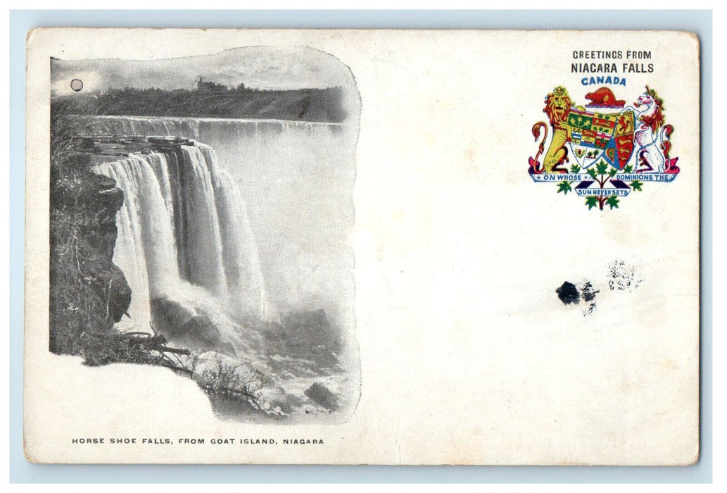 c1905s Horse Shoe Falls, Greetings from Niagara Falls SMC Unposted Postcard