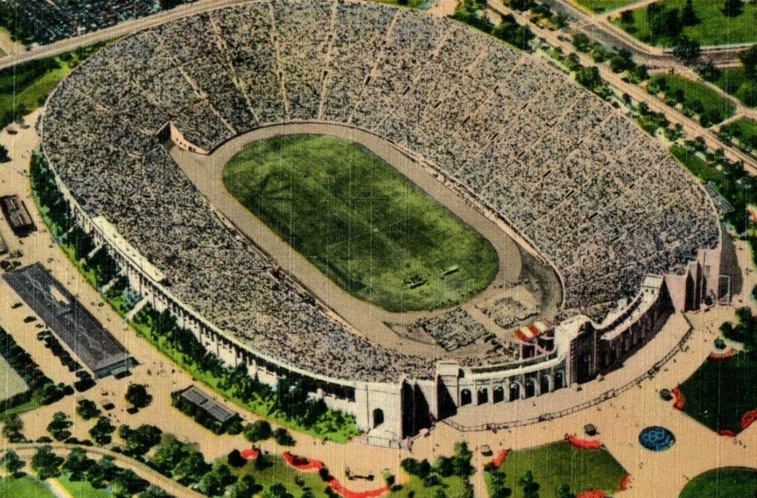 Greetings From California CA, Olympic Memorial Stadium Los Angeles Postcard