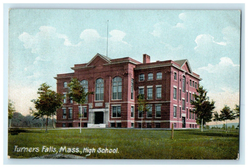 1914 Turners Falls High School, Massachusetts MA Antique Postcard